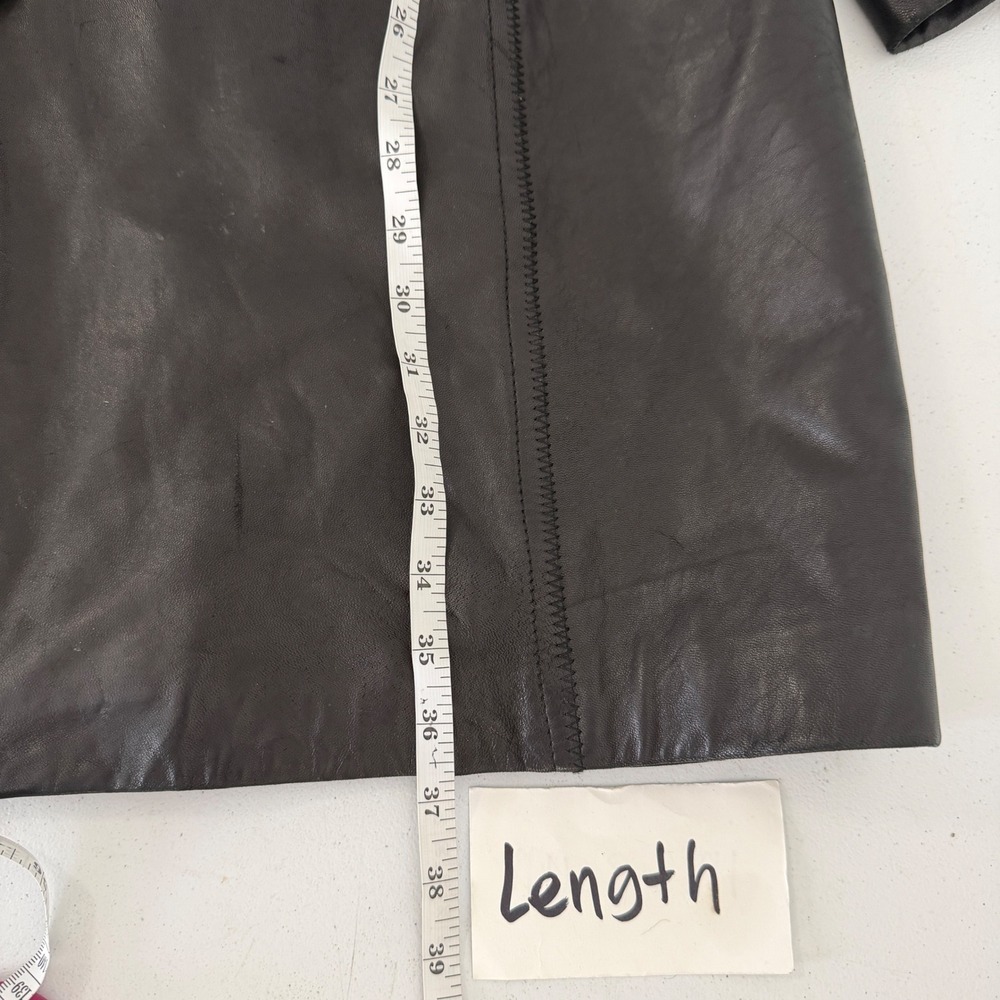 Avanti Black Genuine Leather Trench Coat Jacket Womens Plus 3X Mid Length - Picture 14 of 15